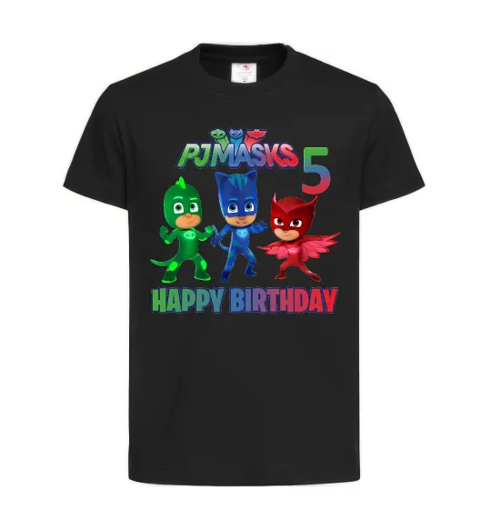 Детская футболка PJ Masks happy birthday 5 Черный фото