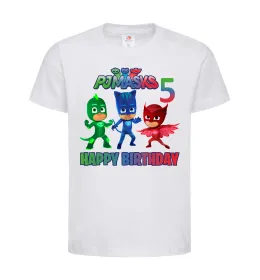Детская футболка PJ Masks happy birthday 5 Белый фото