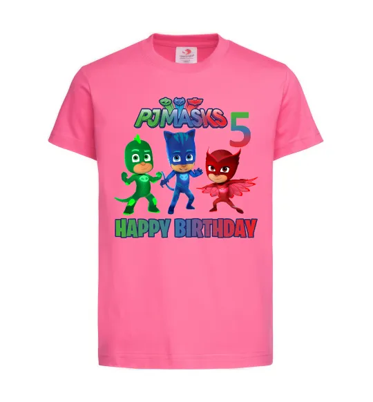 Детская футболка PJ Masks happy birthday 5 Ярко-розовый фото
