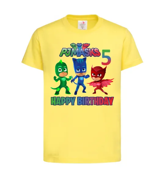 Детская футболка PJ Masks happy birthday 5 Лимонный фото