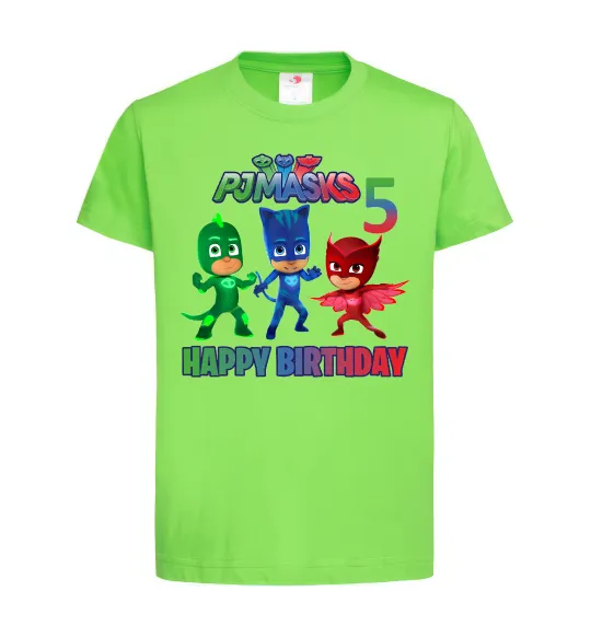 Детская футболка PJ Masks happy birthday 5 Лаймовый фото