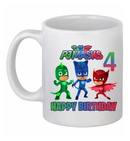 Чашка керамічна Герої в масках День народження 4