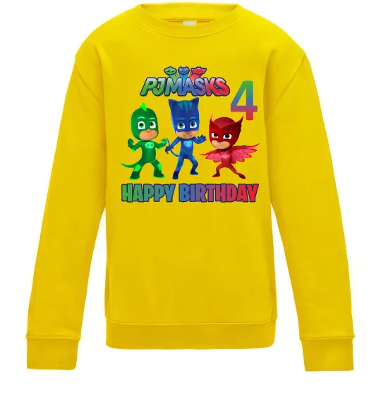 Дитячий світшот Герої в масках День народження 4 Сонячно жовтий фото