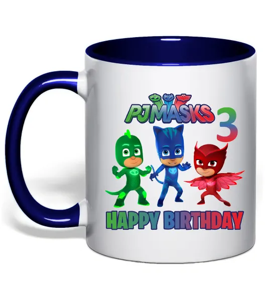 Чашка с цветной ручкой PJ Masks Birthday 3 Глубокий темно-синий фото