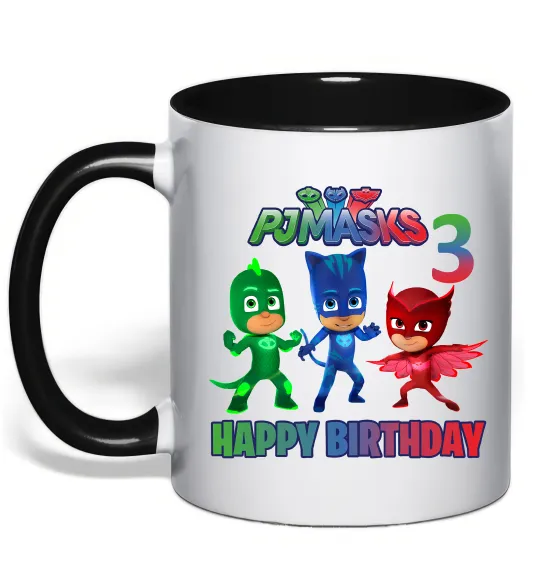 Чашка с цветной ручкой PJ Masks Birthday 3 Черный фото