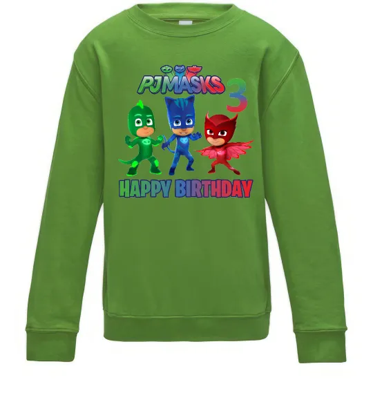 Детский Свитшот PJ Masks Birthday 3 Лаймовый фото