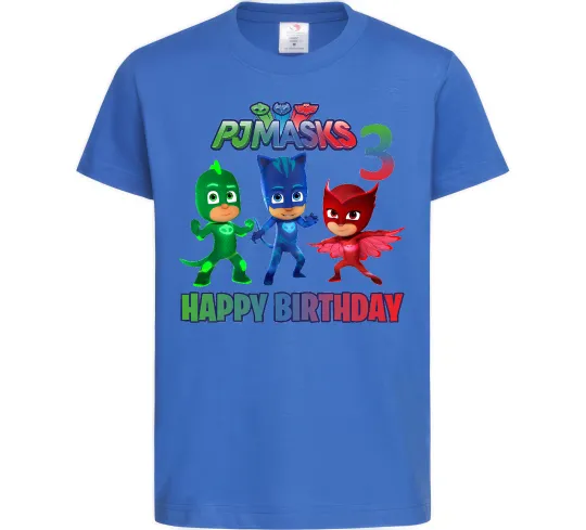 Детская футболка PJ Masks Birthday 3 Ярко-синий фото