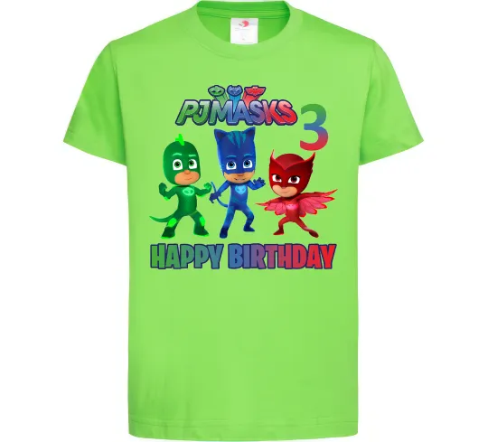 Детская футболка PJ Masks Birthday 3 Лаймовый фото