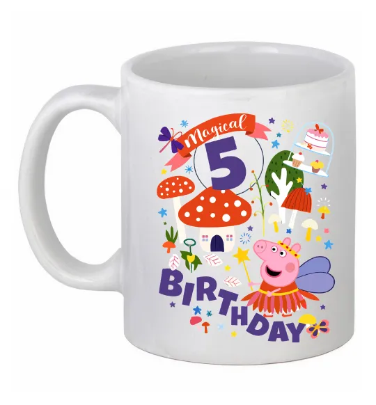 Чашка керамическая Peppa Pig birthday 5 Белый фото