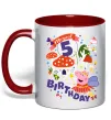 Чашка с цветной ручкой Peppa Pig birthday 5 Красный фото