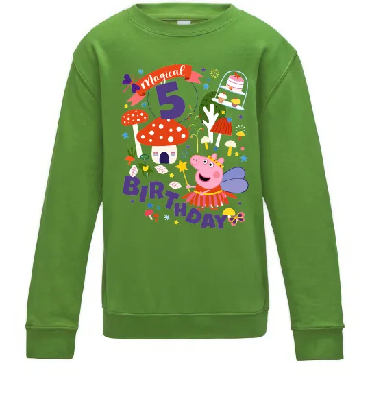 Детский Свитшот Peppa Pig birthday 5 Лаймовый фото