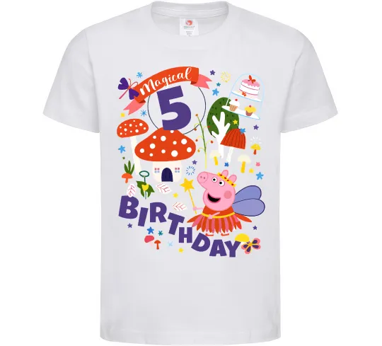 Дитяча футболка Peppa Pig birthday 5 Білий фото