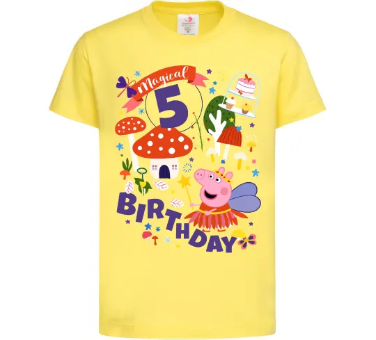Дитяча футболка Peppa Pig birthday 5 Лимонний фото