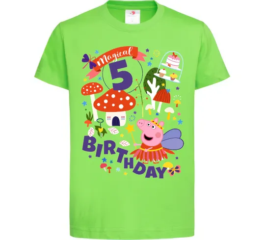 Дитяча футболка Peppa Pig birthday 5 Лаймовий фото