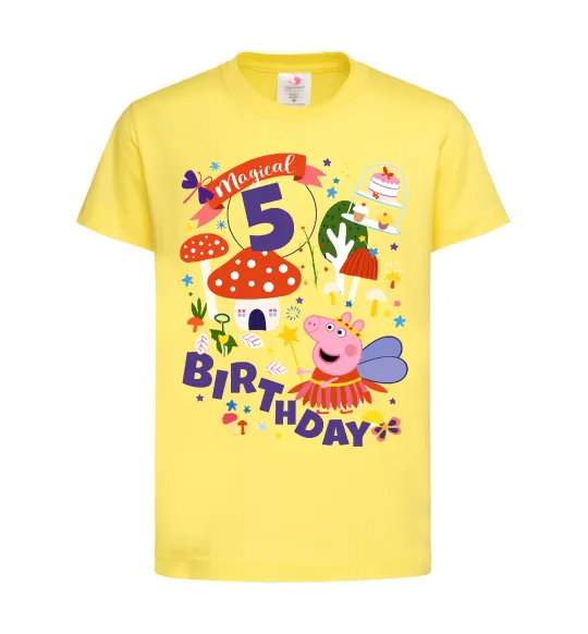 Детская футболка Peppa Pig birthday 5 Лимонный фото