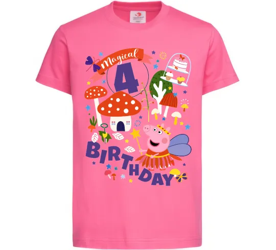 Дитяча футболка Peppa Pig magical 4 Birthday Яскраво-рожевий фото