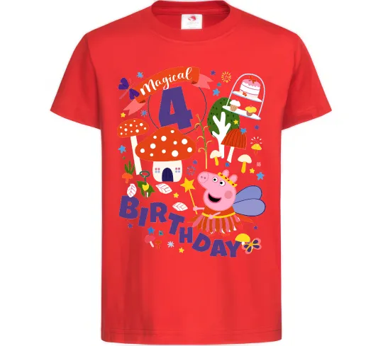 Дитяча футболка Peppa Pig magical 4 Birthday Червоний фото