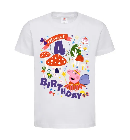 Дитяча футболка Peppa Pig magical 4 Birthday Білий фото