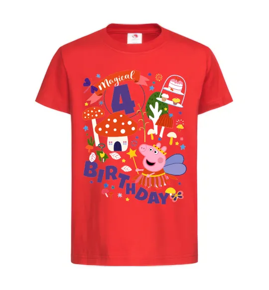 Дитяча футболка Peppa Pig magical 4 Birthday Червоний фото