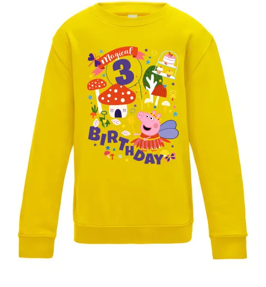 Детский Свитшот Peppa Pig Magical 3 Birthday Солнечно желтый фото