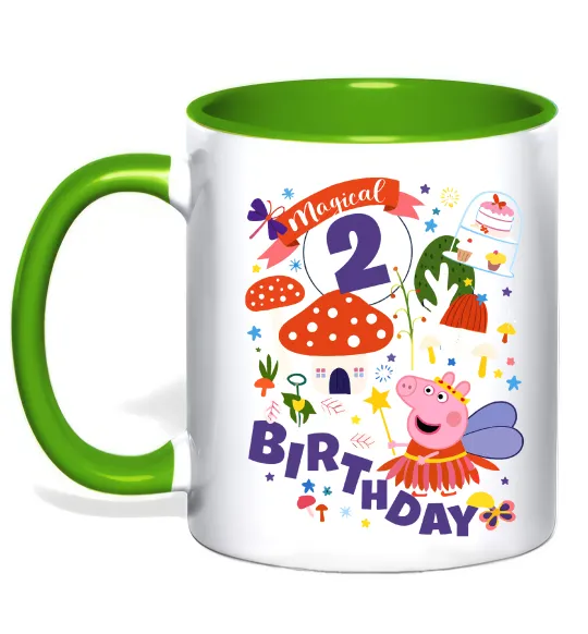 Чашка з кольоровою ручкою Peppa Pig magical 2 Birthday Лаймовий фото