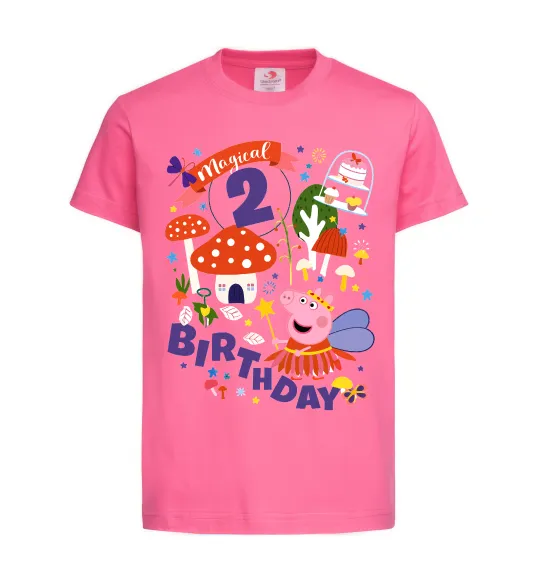 Дитяча футболка Peppa Pig magical 2 Birthday Яскраво-рожевий фото