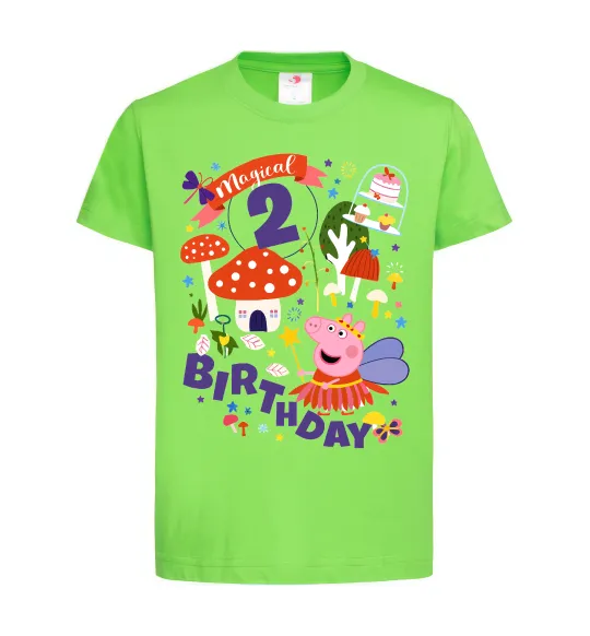Дитяча футболка Peppa Pig magical 2 Birthday Лаймовий фото