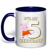 Чашка с цветной ручкой Peppa Pig My 5 Birthday Глубокий темно-синий фото