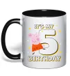 Чашка с цветной ручкой Peppa Pig My 5 Birthday Черный фото