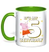 Чашка с цветной ручкой Peppa Pig My 5 Birthday Лаймовый фото