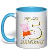 Чашка с цветной ручкой Peppa Pig My 5 Birthday Голубой фото