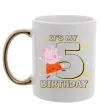 Чашка с цветной ручкой Peppa Pig My 5 Birthday Золото фото