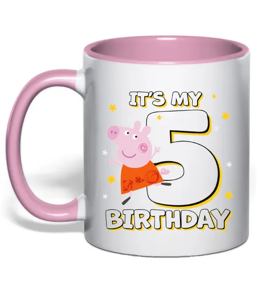 Чашка с цветной ручкой Peppa Pig My 5 Birthday Нежно розовый фото
