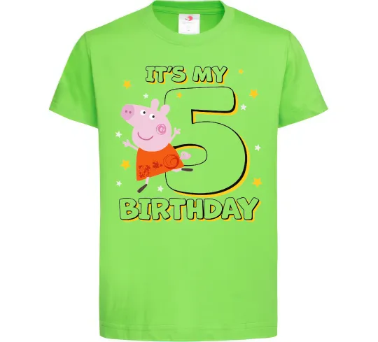 Детская футболка Peppa Pig My 5 Birthday Лаймовый фото