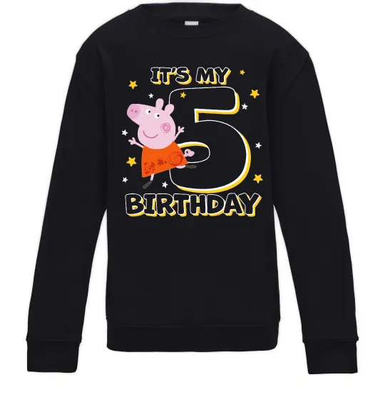 Детский Свитшот Peppa Pig My 5 Birthday Черный фото