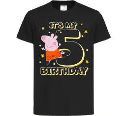 Детская футболка Peppa Pig My 5 Birthday Черный фото
