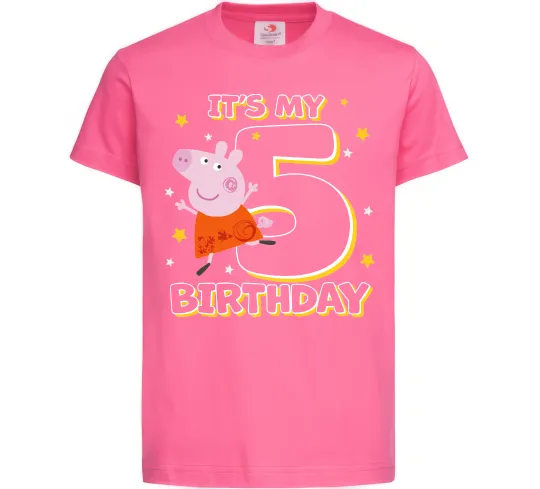 Детская футболка Peppa Pig My 5 Birthday Ярко-розовый фото