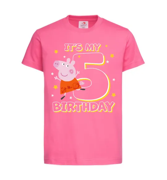 Детская футболка Peppa Pig My 5 Birthday Ярко-розовый фото