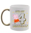 Чашка з кольоровою ручкою Peppa Pig My 4 Birthday Золото фото