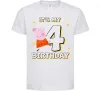 Дитяча футболка Peppa Pig My 4 Birthday Білий фото
