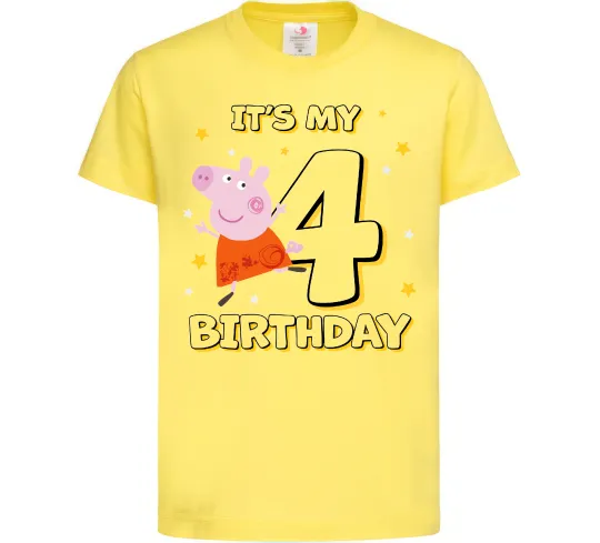 Дитяча футболка Peppa Pig My 4 Birthday Лимонний фото