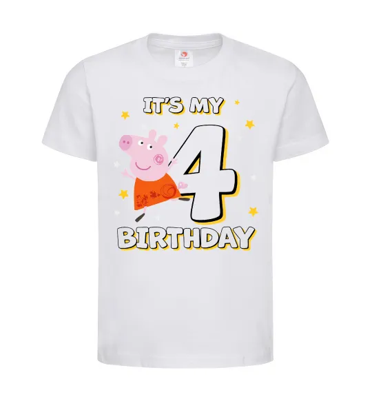 Дитяча футболка Peppa Pig My 4 Birthday Білий фото