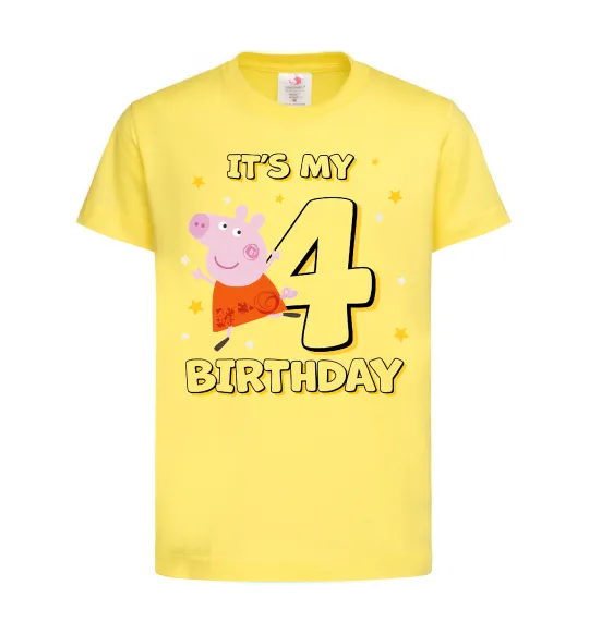 Дитяча футболка Peppa Pig My 4 Birthday Лимонний фото