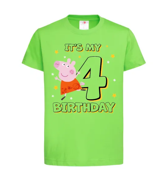 Дитяча футболка Peppa Pig My 4 Birthday Лаймовий фото