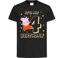 Дитяча футболка Peppa Pig My 4 Birthday Чорний фото