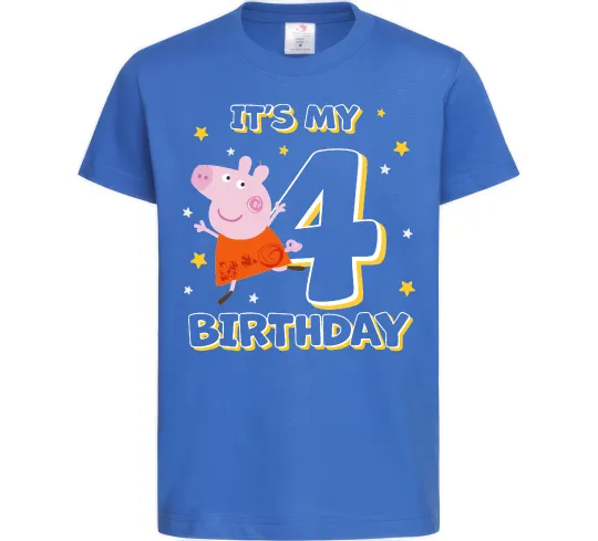 Дитяча футболка Peppa Pig My 4 Birthday Яскраво-синій фото