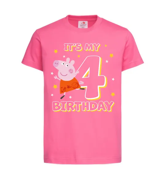 Дитяча футболка Peppa Pig My 4 Birthday Яскраво-рожевий фото