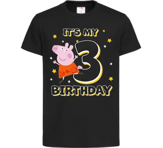 Детская футболка Свинка Пеппа Мій 3 День народження Черный фото