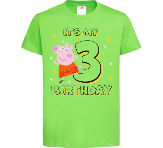 Детская футболка Свинка Пеппа Мій 3 День народження Лаймовый фото