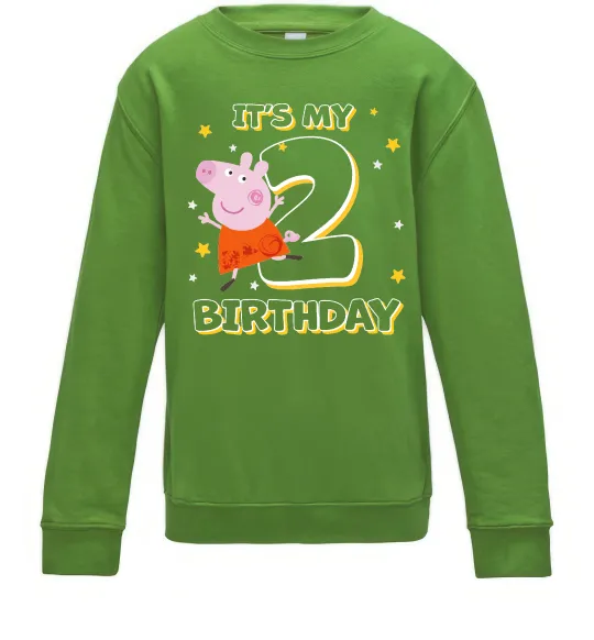 Дитячий світшот Свинка Пеппа Мій 2 День Народження Лаймовий фото